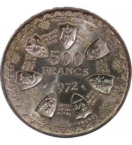 ETATS DE L'AFRIQUE DE L'OUEST, BCEAO - 500 FRANCS ARGENT 1972