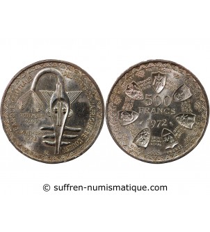 ETATS DE L'AFRIQUE DE L'OUEST, BCEAO - 500 FRANCS ARGENT 1972