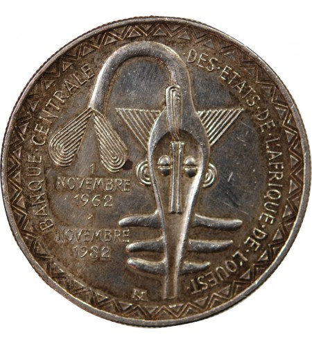 ETAT DE L'AFRIQUE DE L'OUEST, BCEAO - 5000 FRANCS ARGENT 1982
