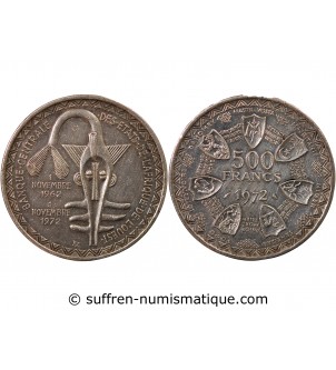 ETATS DE L'AFRIQUE DE L'OUEST, BCEAO - 500 FRANCS ARGENT 1972