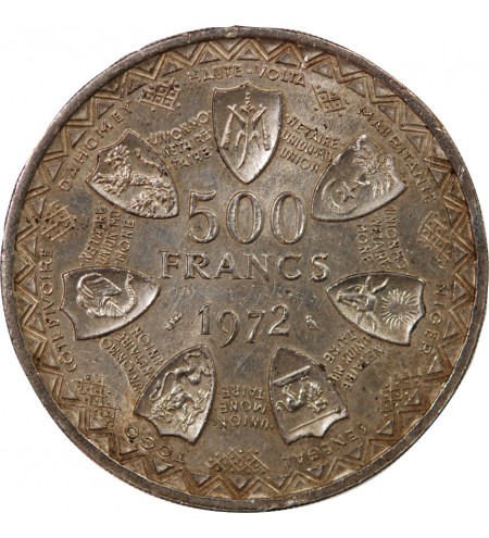 ETATS DE L'AFRIQUE DE L'OUEST, BCEAO - 500 FRANCS ARGENT 1972