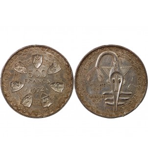 ETATS DE L'AFRIQUE DE L'OUEST, BCEAO - 500 FRANCS ARGENT 1972 2