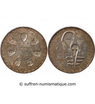 ETATS DE L'AFRIQUE DE L'OUEST, BCEAO - 500 FRANCS ARGENT 1972