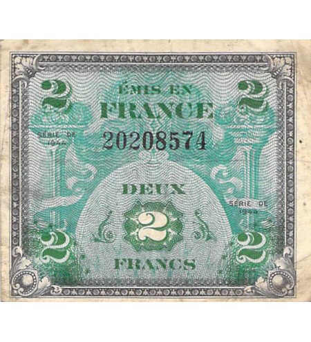 IMPRESSION AMÉRICAINE - 2 FRANCS DRAPEAU Type 1944 - TB+