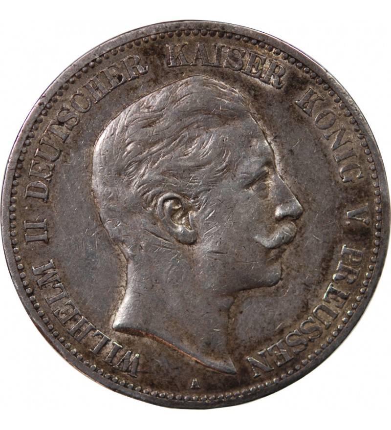 ALLEMAGNE, PRUSSE, GUILLAUME II - 5 MARK ARGENT 1907 A BERLIN