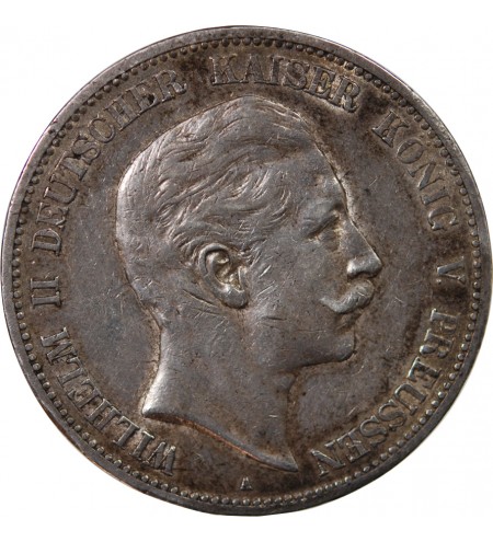 ALLEMAGNE, PRUSSE, GUILLAUME II - 5 MARK ARGENT 1907 A BERLIN