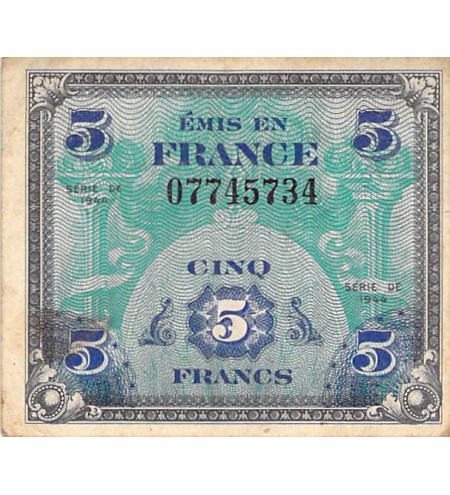 IMPRESSION AMERICAINE - 5 FRANCS DRAPEAU Type 1944 - TTB