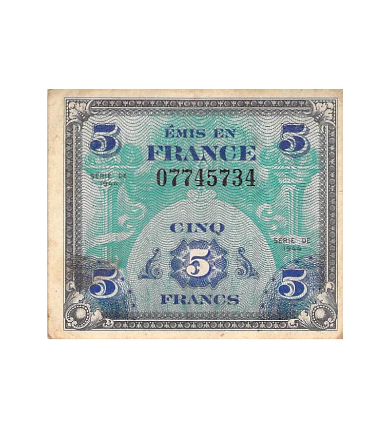 IMPRESSION AMERICAINE - 5 FRANCS DRAPEAU Type 1944 - TTB