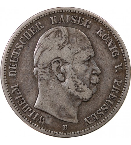 ALLEMAGNE, PRUSSE, GUILLAUME Ier - 5 MARK ARGENT 1876 B HANOVRE