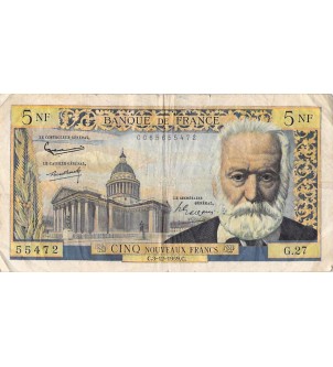FRANCE, VICTOR HUGO - 5 NF 03/12/1959 - SÉRIE G.27 - B+ 2