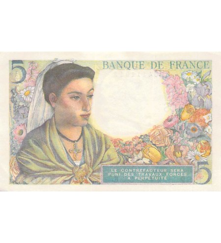FRANCE - 5 FRANCS BERGER 22/11/1943 - SÉRIE R.82 - SUP+