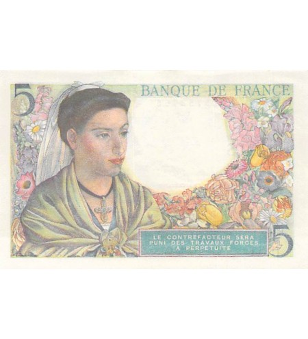 FRANCE - 5 FRANCS BERGER 05/08/1943 - SÉRIE H.51 - SPL