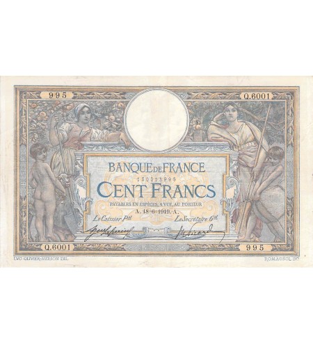FRANCE, LUC-OLIVIER MERSON - 100 FRANCS 18/06/1919 - TTB