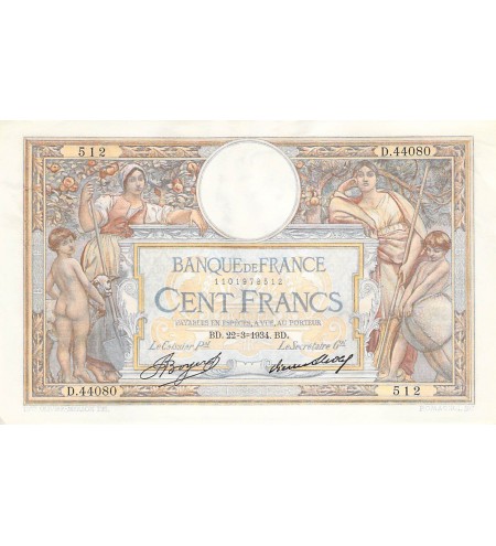 FRANCE, LUC-OLIVIER MERSON - 100 FRANCS 22/03/1934 - SUP