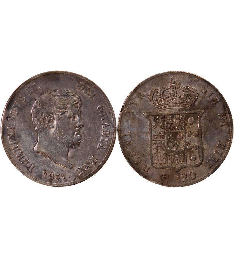 ROYAUME DES DEUX-SICILES, FERDINAND II - 120 GRANA ARGENT 1857