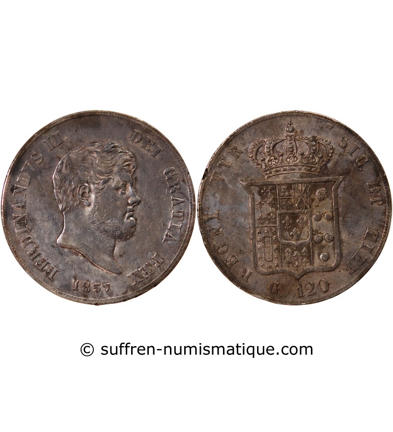 ROYAUME DES DEUX-SICILES, FERDINAND II - 120 GRANA ARGENT 1857