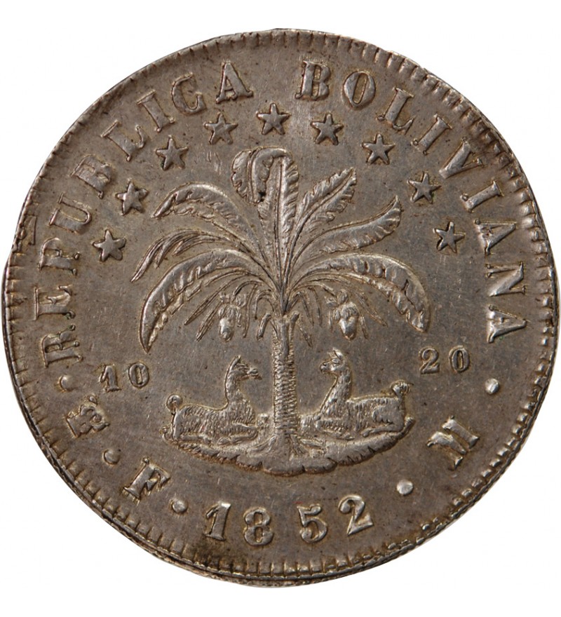 BOLIVIE - 8 SOLES ARGENT 1852 FM