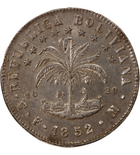 BOLIVIE - 8 SOLES ARGENT 1852 FM