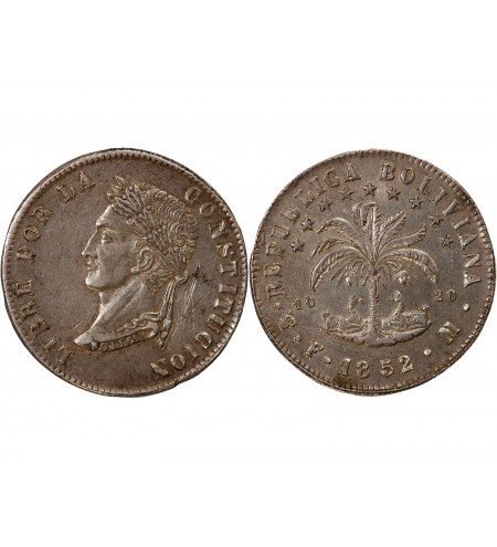 BOLIVIE - 8 SOLES ARGENT 1852 FM