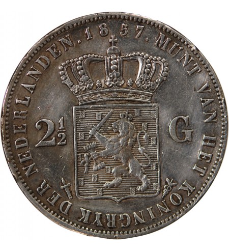 PAYS-BAS, WILLEM III - 2 1/2 GULDEN ARGENT 1857