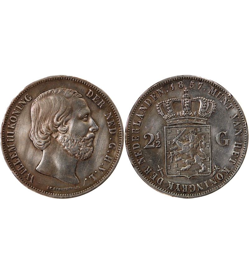 PAYS-BAS, WILLEM III - 2 1/2 GULDEN ARGENT 1857