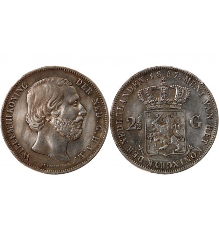 PAYS-BAS, WILLEM III - 2 1/2 GULDEN ARGENT 1857