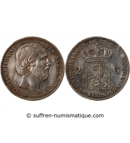 PAYS-BAS, WILLEM III - 2 1/2 GULDEN ARGENT 1857