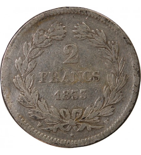 LOUIS PHILIPPE﻿ - 2 FRANCS ARGENT 1833 W LILLE