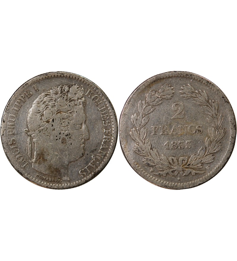 LOUIS PHILIPPE﻿ - 2 FRANCS ARGENT 1833 W LILLE