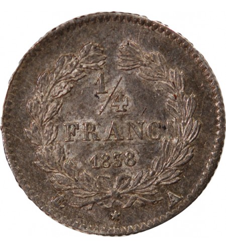 LOUIS PHILIPPE﻿ - 1/4 FRANC ARGENT 1838 A PARIS