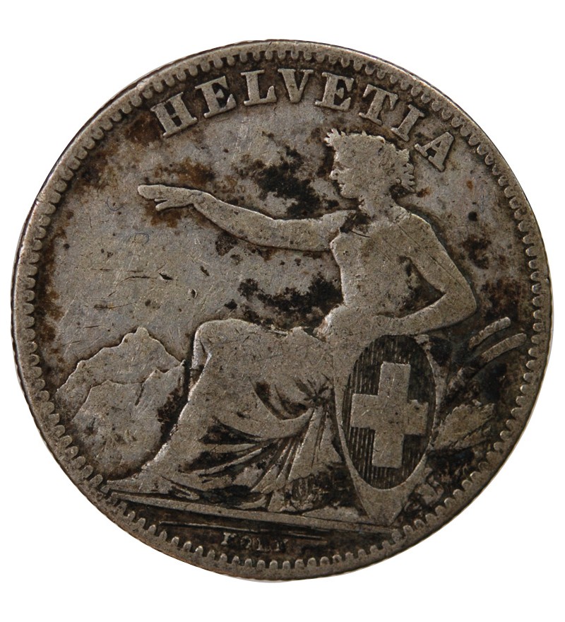 SUISSE, HELVETIA ASSISE - 2 FRANCS ARGENT 1860 B BERNE