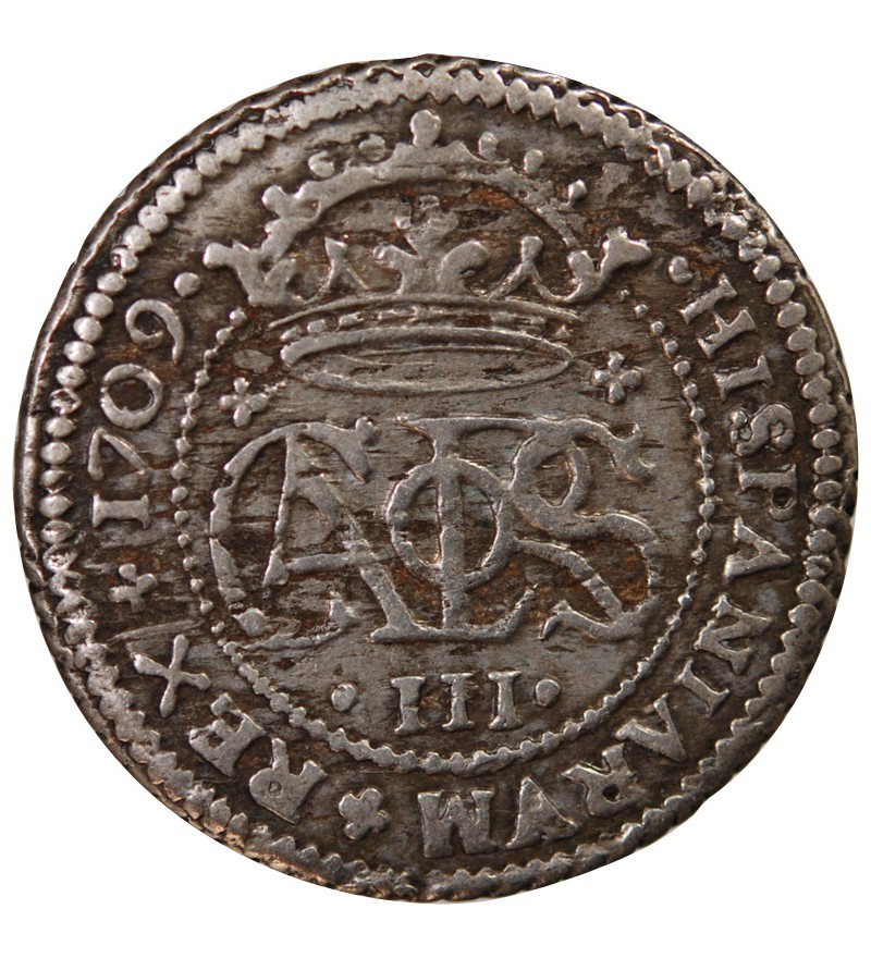 PRINCIPAUTE DE CATALOGNE, CHARLES III - 2 REALES ARGENT 1709 BARCELONE
