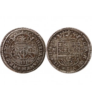 PRINCIPAUTE DE CATALOGNE, CHARLES III - 2 REALES ARGENT 1709 BARCELONE 2