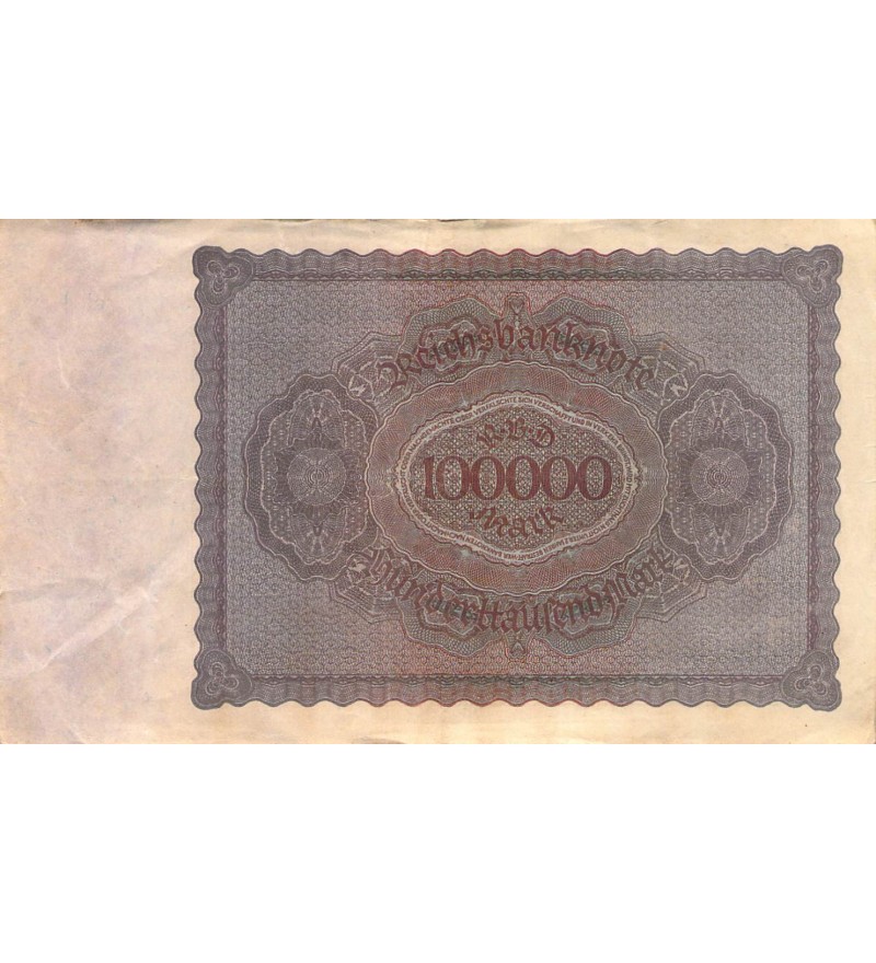 ALLEMAGNE, MARCHAND GISZE - 100000 MARK 01/02/1923