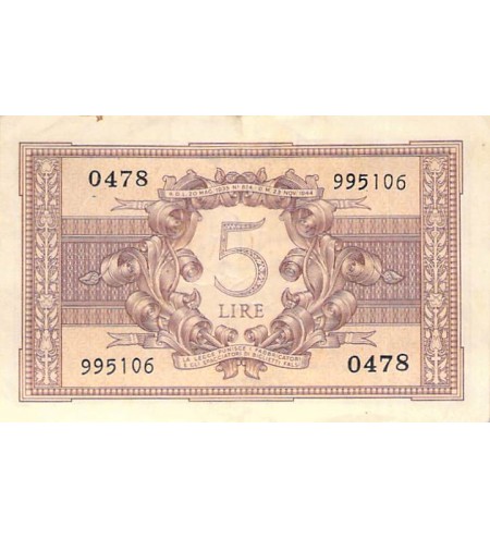 ITALIE - 5 LIRE 23/11/1944