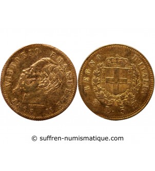ITALIE - VICTOR EMMANUEL II 5 LIRE OR 1865 TURIN