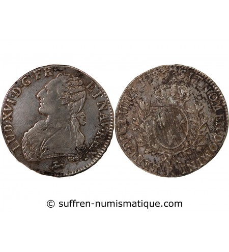 LOUIS XVI - ECU ARGENT AUX BRANCHES D'OLIVIER 1785 R ORLEANS