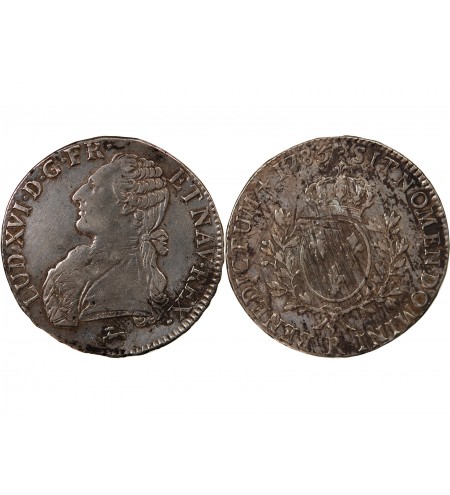 LOUIS XVI - ECU ARGENT AUX BRANCHES D'OLIVIER 1785 R ORLEANS