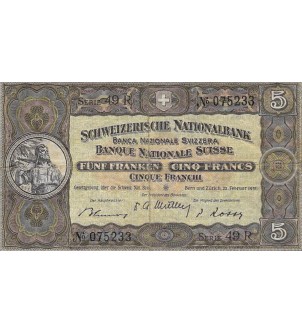 SUISSE, GUILLAUME TELL - 5 FRANCS 22/02/1951 2