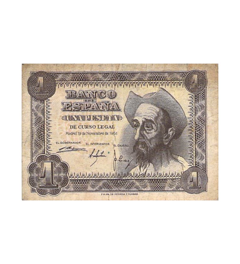 ESPAGNE, DON QUICHOTTE - 1 PESETA 19/11/1951