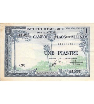 INDOCHINE, VIETNAM - 1 PIASTRE (1954) - FILIGRANE TIGRE 2