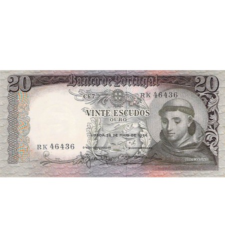PORTUGAL, SANTO ANTONIO - 20 ESCUDOS 26/05/1964 - SPL