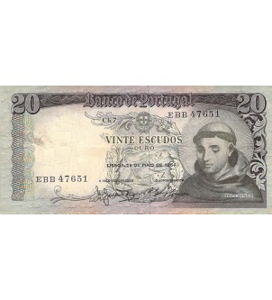 PORTUGAL, SANTO ANTONIO - 20 ESCUDOS 26/05/1964 - TB+ 2