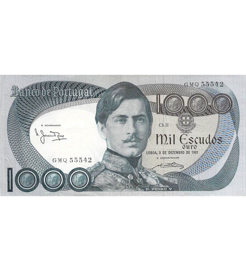 PORTUGAL, PEDRO V - 1000 ESCUDOS 03/12/1981 - TTB+