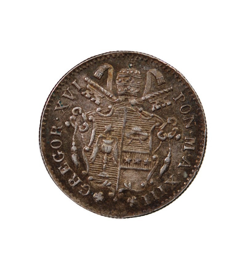 VATICAN, GREGOIRE XVI - 5 BAIOCCHI ARGENT 1843 ROME