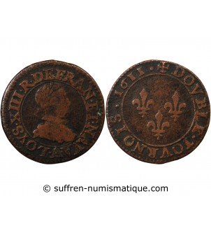 LOUIS XIII - DOUBLE TOURNOIS 1611 A PARIS