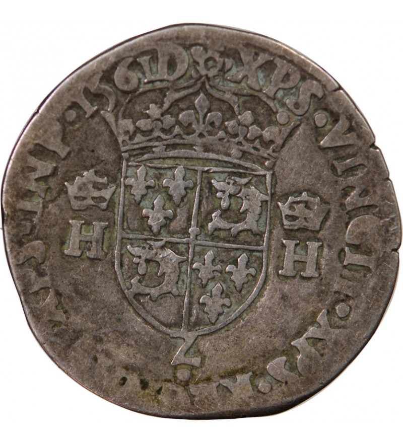 CHARLES IX, AU NOM D'HENRI II - TESTON ARGENT 1561 GRENOBLE