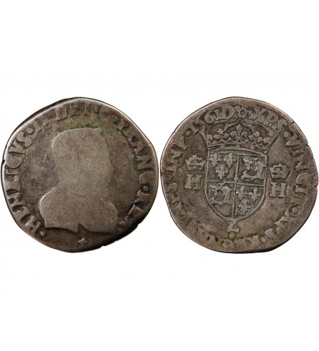 CHARLES IX, AU NOM D'HENRI II - TESTON ARGENT 1561 GRENOBLE