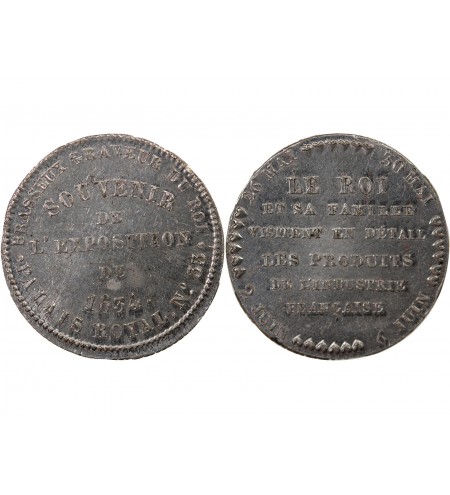 EXPOSITION DE 1834, GRAVEUR BRASSEUX – JETON ETAIN