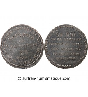 EXPOSITION DE 1834, GRAVEUR BRASSEUX – JETON ETAIN